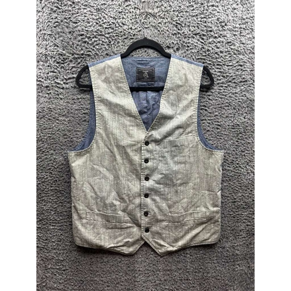 Maker & Company MMX 100%‎ Cotton V-Neck Sleeveless Vest Beige Grey Mens Size L
